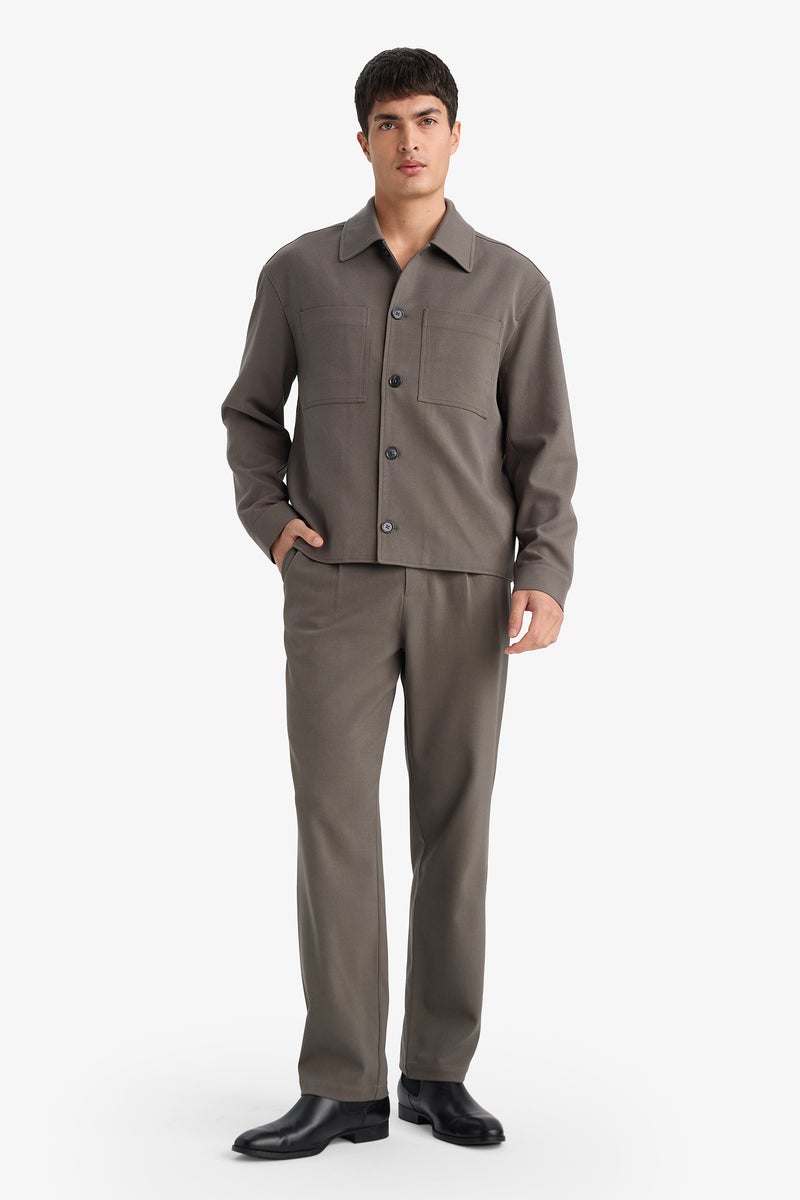 ديفاكتو جاكيت قميص سليم فيت بياقة بولو مبطن - Image 2